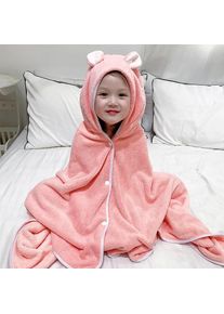 Coral Velvet Children Bath Towel Baby Cloak Cape Cartoon Hooded Super Soft Pullover Bathrobe Absorbent Bath Towel Four Seasons