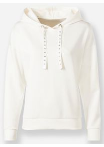 Heine Dames Hoodie met sierstuds in ecru ,maat 34, Witt, 50% Modal, 45% Polyester, 5% Elastan