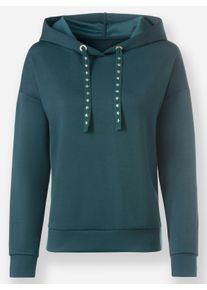 Heine Dames Hoodie met sierstuds in petrol ,maat 34, Witt, 50% Modal, 45% Polyester, 5% Elastan