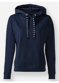 Heine Dames Hoodie met sierstuds in marine ,maat 50, Witt, 50% Modal, 45% Polyester, 5% Elastan