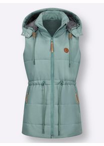 Dames Lange bodywarmer met verstelbare taille in jade ,maat 38, WITT, 100% Polyester
