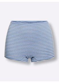 wäschepur Dames Panty in 2x bleu gestreept + 2x bleu ,maat 38, Witt, 57% Katoen, 38% Polyester, 5% Elastan