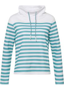 Damen Sweatshirt im Marine-Stil wei&szlig;-ozean-geringelt Gr&ouml;&szlig;e 54