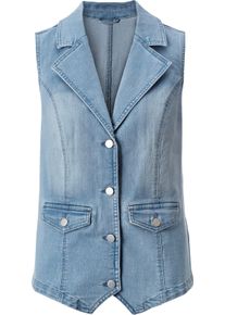 Dames Jeansgilet met reverskraag blue-bleached Maat 46