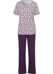 Dames Pyjama met bedrukte galonstrepen lila/druif bedrukt Maat 40/42