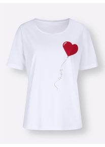 Dames T-shirt met op dessin geplaatste print in wit ,maat 38, WITT, 100% Katoen