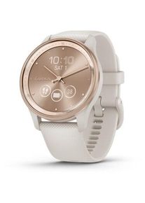 Ceas smartwatch Garmin vivomove Trend, Silicone Band, Peach Gold Stainless Steel Bezel cu carcasa Ivory Case