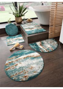 Grund unisex Badmat in salie ,maat 50x50 cm - Wc-matje met uitsparing, Witt, 100% Polyacryl