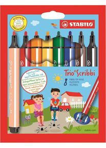 Stabilo Gefederter Dreikant-Filzstift - Trio Scribbi - 8er Pack - mit 8 verschiedenen Farben