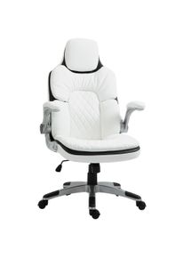 Vinsetto High Back Office Chair 360° Swivel Rocking Height Adjustable with Adjustable Armrest PU Leather, White | Aosom Ireland