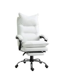 Vinsetto High Back Napping Office Chair Ergonomic Swivel Computer Executive Reclining Desk Chair with Footrest & Armrest, White | Aosom Ireland