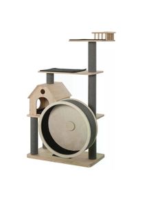 PawHut 148cm Luxury Pine Wood Cat Tree Activity Center w/Sisal Scratching Posts Board Perches Roomy Condo Carpet |Aosom Ireland