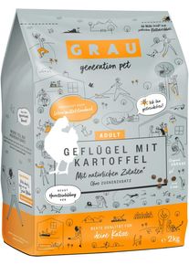 Grau | Geflügel mit Kartoffel | 2 kg getreidefreies Katzenfutter