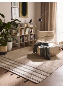 benuta Pure Wollen Vloerkleed Kambiz Beige/Zwart 120x170 cm - Moderne Vloerkleden voor Woonkamer, Slaapkamer & Eetkamer