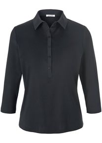 efixelle - Poloshirt van 100% katoen met 3/4-mouwen, zwart, Maat 36, katoen