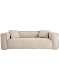 Miliboo Sofa aus naturfarbenem Stoff mit Samteffekt 3-Sitzer COBAIN