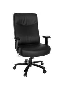 hjh OFFICE Mid.you Chefsessel , Schwarz , Leder , Kombination Echtleder/Lederlook , Drehkreuz , 77x127x77 cm , Wippmechanik mit Härtegradeinstellung , Büromöbel, Bürostühle, Chefsessel