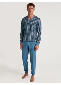 Calida Pigiama con polsini per Uomo, XXL XXL, Blu, Cotton Special