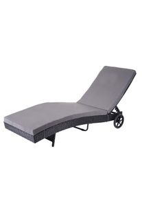 Sonnenliege HWC-D80, Gartenliege Relaxliege Liege, Poly-Rattan ~ anthrazit, Kissen dunkelgrau