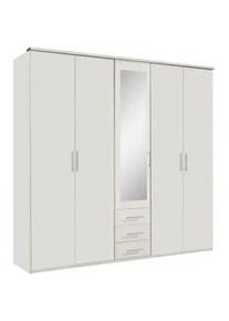 wimex Mid.you Kleiderschrank , Weiß , Holzwerkstoff , 4 Fächer , 3 Schubladen , 225x210x58 cm , Schrankfront mit Spiegel , Schlafzimmer, Kleiderschränke, Drehtürenschränke