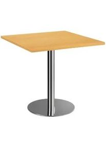 Hammerbacher Venda Konferenztisch , Buchefarben, Chromfarben , Metall, Holzwerkstoff , quadratisch , Säule , 80x75.5x80 cm , Fsc, DIN EN ISO 14001, DIN EN ISO 9001 , Büromöbel, Schreibtische, Besprechungstische