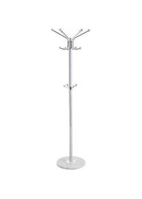 CARRYHOME Kleiderständer , Silberfarben, Weiß , Metall, Stein , 37x170x37 cm , Wohnzimmer, Kleinmöbel