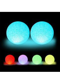 Relaxdays Lampe LED boule, lot de 2, changement couleurs, batteries, sans câble, intérieur, boule lumineuse d. de 15 cm, blanche