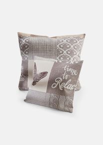 bonprix Cuvertură print tip patchwork, bej, pachet/2 bucăţi feţe de perne 40/40 cm