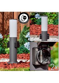 hofstein Caserta Prises électriques d\'extérieur, Borne lumineuse, Eclairage de chemin Anthracite, 1 lumière