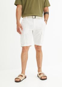 Cargobermudas med linneandel och skärp Regular Fit - vit - storlek 64 - bonprix