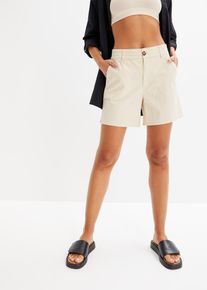 Kypertshorts med hög midja - beige - storlek 56 - bonprix