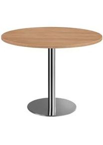 Hammerbacher Venda Konferenztisch , Nussbaumfarben, Chromfarben , Holzwerkstoff, Metall , rund , Säule , 100x75.5x100 cm , Fsc, DIN EN ISO 14001, DIN EN ISO 9001 , Büromöbel, Schreibtische, Besprechungstische