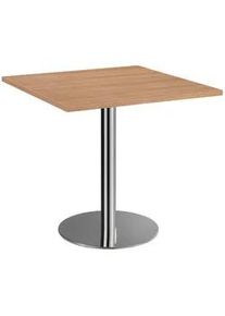 Hammerbacher Venda Konferenztisch , Nussbaumfarben, Chromfarben , Metall, Holzwerkstoff , quadratisch , Säule , 80x75.5x80 cm , Fsc, DIN EN ISO 14001, DIN EN ISO 9001 , Büromöbel, Schreibtische, Besprechungstische