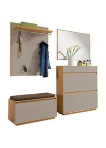 Xxxl Garderobe , Eichefarben, Sandfarben, Hellbraun , Holz, Glas, Textil, Holzwerkstoff , 5-teilig , Eiche , teilmassiv , 200x195x40 cm , Goldenes M, Made in Germany, DGM-Klimapakt , Garderobe, Garderoben-sets & Serien, Garderoben-sets