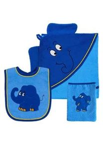 Xxxl Frottierset , Blau , Textil , Elefant , Oeko-Tex® Standard 100, Handmade in Europe , schadstoffgeprüft, hochwertige Qualität, angenehm weich, durchgefärbt, Aufhängeschlaufe, saugfähig , Heimtextilien, Badtextilien, Handtücher