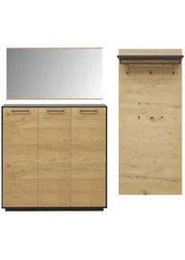 Dieter Knoll Collection Dieter Knoll Garderobe , Anthrazit, Eichefarben , Holz , 4-teilig , Balkeneiche , furniert , 220x193x37 cm , Goldenes M, Made in Germany, DGM-Klimapakt , Garderobe, Garderoben-Sets & Garderoben-Serien