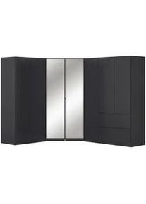 Rauch Möbel Eckkleiderschrank , Grau , Holzwerkstoff , 8 Fächer , 2 Schubladen , 208x197x253 cm , Blauer Engel, Goldenes M, BQ - Bündnis für Qualität, Made in Germany , Schrankfront mit Spiegel , Schlafzimmer, Kleiderschränke, Eckschränke