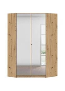 Rauch Möbel Eckkleiderschrank , Eiche Artisan , Holzwerkstoff , 5 Fächer , 117x197x104 cm , Blauer Engel, Goldenes M, BQ - Bündnis für Qualität, Made in Germany , Schrankfront mit Spiegel , Schlafzimmer, Kleiderschränke, Eckschränke