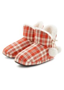 Vivance Hausschuh, mit Bommelverzierung, Pantolette, Pantoffel, Plüsch Hausschuhe VEGAN