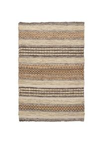 Tapis de Salon Rectangulaire Morena, Jute, Laine, Marron, 60x90x1 cm