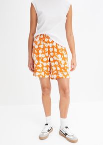 Short à imprimé floral - orange - taille 40 - lin - bonprix