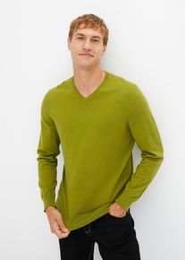 Pull col V en fine maille - vert - taille 56/58 (XL) avec coton - bonprix