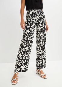 Pantalon large et imprimé en viscose fluide - noir - taille 54 - Viscose - bonprix