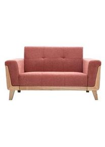 Miliboo Skandinavisches Sofa 2-Sitzer aus terracottafarbenem Stoff und hellem Holz FJORD