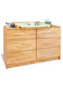 Pinolino Wickelkommode , Buchefarben , Metall , Buche , massiv , 6 Schubladen , 140x101x54-78 cm , Babymöbel & Kindermöbel, Babyzimmer, Babyzimmer-Serien