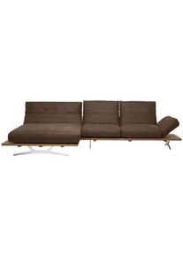 Ambiente Ecksofa , Braun , Textil , Eiche , massiv , Uni , Ottomane links, L-Form , 320x157 cm , Goldenes M , Typenauswahl, Lederauswahl, Stoffauswahl, seitenverkehrt erhältlich, Hocker erhältlich, Rücken echt , Wohnzimmer, Sofas & Couches, Wohnlandschaften, Ecksofas