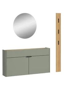 Germania Xxxl Garderobe , Grün, Eichefarben , Glas, Holzwerkstoff , 3-teilig , 140x200x22 cm , Garderobe, Garderoben-Sets & Garderoben-Serien