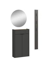 Xxxl Garderobe , Graphitfarben, Eichefarben , Glas, Holzwerkstoff , 3-teilig , 86x200x22 cm , Garderobe, Garderoben-Sets & Garderoben-Serien