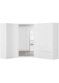 Rauch Möbel Eckkleiderschrank , Weiß , Holzwerkstoff , 8 Fächer , 2 Schubladen , 208x197x253 cm , Blauer Engel, BQ - Bündnis für Qualität, Made in Germany , Schrankfront mit Spiegel , Schlafzimmer, Kleiderschränke, Eckschränke