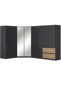 Rauch Möbel Eckkleiderschrank , Grau, Eiche Artisan , Holzwerkstoff , 8 Fächer , 2 Schubladen , 208x197x298 cm , Blauer Engel, Goldenes M, BQ - Bündnis für Qualität, Made in Germany , Schrankfront mit Spiegel , Schlafzimmer, Kleiderschränke, Eckschränke